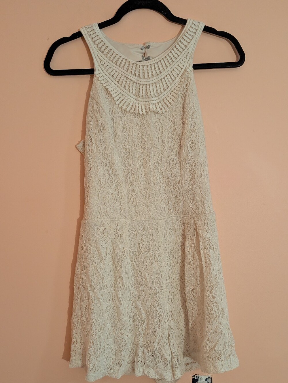 City Triangles Cream Lace Halter Skater Dress